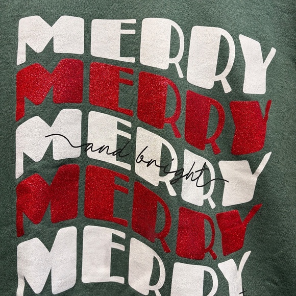 Merry & Bright Boutique Christmas Sweatshirt (Green) - Picture 2 of 4